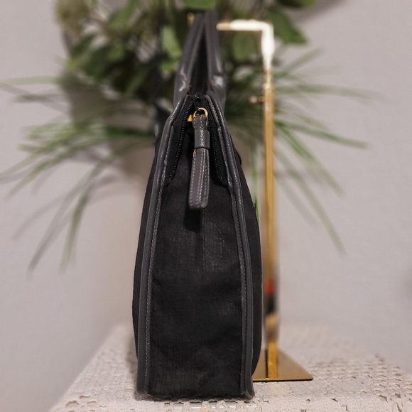 Vintage Meyers Made in USA Black With  Dark Grey Leather Top Handle  Hand Purse - Picture 4 of 11